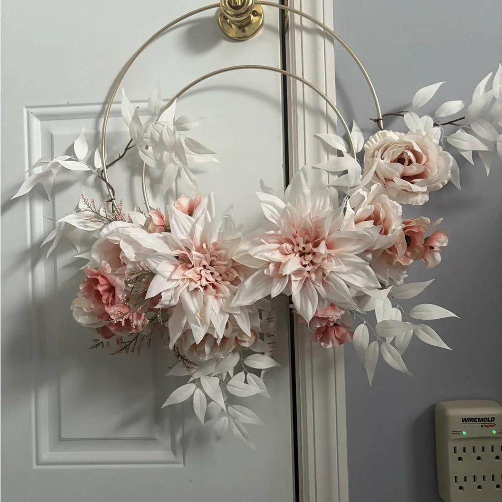 Blush Pink and White Floral Hoop Wreath | NEW with tags | Joanne Fabrics